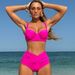 Women's Clothing High Waisted Thickened Two Piece Swimsuit Solid Color Sexy Bikini Tummy Concealing European American Hard Pack Swimwear_ecoleips.com