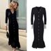 Women's Clothing Elegant V-Neck Long Sleeve Knitted Dress - Slimming Fishtail Hem In Pink, Burgundy, Black & Green_ecoleips.com