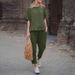 Women's Clothing Plus Size Solid Color Retro Pants Suit Cotton And Linen Casual Long Sleeved Loose Cotton Suit_ecoleips.com