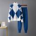 Women's Casual Fashion Knitted Two-Piece Suit Reducing Age Long Sleeved Pants High Looking Temperament_ecoleips.com