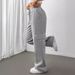 Women's Fashion Wide Leg Sweatpants Autumn/Winter Solid Color Side Pocket Versatile Straight Trousers_ecoleips.com