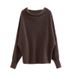 Women's Off-Shoulder Knit Sweater Loose Fit Solid Color Casual Pullover Autumn Winter Top European American Style_ecoleips.com