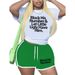 Women's Stylish T-Shirt & Shorts Set – Casual Sporty Two-Piece Outfit, Breathable Polyester, Trendy Color Block (White/Black/Red/Green/Gray/Khaki)_ecoleips.com