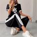Women's Clothing Women's Style Summer Casual Fashion Trend Printed Round Neck Short Sleeve T-Shirt And Trousers Suit_ecoleips.com