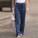 Women's Summer Elastic Waist Solid Color Pure Cotton Wide Leg Pants Casual High Waist Trousers For Plus Size_ecoleips.com