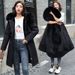Women's Clothing Cotton Padded Jacket Medium And Long, Thickened, Hooded, Large Fur Collar, Down Cotton Jacket For Women_ecoleips.com