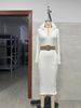 Elegant High-Neck Bodycon Dress With Belt – Knee-Length Office & Evening Dress (Black/Gray/Wine/Beige, S/M/L/XL/XXL/XXXL)_ecoleips.com