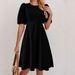 Women's Clothing Fashionable Elegant Solid Color Women's Dress Casual Round Neck Puff Sleeve European American Style Spring Summer New Arrival_ecoleips.com
