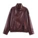 K European And American Retro Motorcycle Style Leather Jacket With Stand Up Collar And Jacket_ecoleips.com