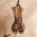 Women's Textured Knit Jumpsuit Halter Neck Deep V Backless With Ring Decoration European American Style_ecoleips.com