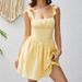 Cross-border 2026 Spring New Arrival: Elegant And Stylish Yellow Tight-Fitting Strap Sleeveless, Tie-Waist Short Dress,_ecoleips.com