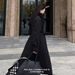 Black Korean Style Mid-Length Stand Collar Trench Down Cotton Jacket For Women 2025 Winter New Loose Waist-Cinching Coat_ecoleips.com