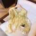 Sweet And Youthful V-neck Bell-sleeve Chiffon Blouse, Spring-summer High-end Style, Ultra-fairy, Irregular Tie Straps,_ecoleips.com