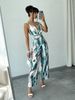 2026 Summer New Blue Pink Smudge Tie-dye Jumpsuit Women's V-neck Kinked Waist Satin Wide-leg Jumpsuit_ecoleips.com
