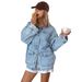 Women's Clothing Denim Jacket For Women Brown Color Block Lapel Autumn New Fashion_ecoleips.com