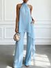 Women's Clothing High-End Purple Backless Halter Top And High-Waisted Wide Leg Pants Set For Women Suitable For Formal And Casual Occasions_ecoleips.com