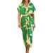 Women's Clothing High Waist Long Shirt Dress Autumn Fashion Printed Lapel Short Sleeve_ecoleips.com