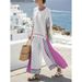 Women's Colorblock Stripe Lounge Set Oversized Cropped Top Wide-Leg Pants S-5XL 27 Colors_ecoleips.com