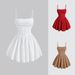 Women's Clothing Summer Fashion Sexy Dress Solid Color Pleated Back Zipper Suspender Dress_ecoleips.com