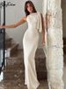 Hugcitar 2025 Solid O Neck Sleeveless Patchwork Sexy Bodycon Maxi Prom Dress Summer Women Clothes Birthday Party Festival Y2K_ecoleips.com