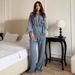 Trendy Oversized Denim Shirt & Trousers Set With Button-Down & Tie Details | Women's Casual Chic Outfit_ecoleips.com