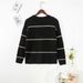 European And American Cross-border Knitted Cardigan Sweater, Casual Style Striped V-neck Long-sleeve Sweater Coat_ecoleips.com