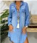 Popular Long Sleeve Button Pocket Solid Color Denim Shirt Dress_ecoleips.com