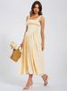 Mozision Elegant Satin Backless Midi Dress For Women High Quality Sundress Fashion Square Collar Sleeveless Loose Pleated Dress_ecoleips.com