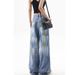 Women's Graffiti Print Denim Jeans – High Street Style, Loose Fit Straight Leg With Slight Flare_ecoleips.com