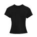Women's round Neck Short Sleeve Stretch Slim Fit T-Shirt Basic European American Style Cross Border Fashion Tight Top_ecoleips.com