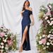 Summer Sequins Elegant Oblique Collar High Slit Celebrity Dress Slim Fit Women's Party Wear European American Style_ecoleips.com
