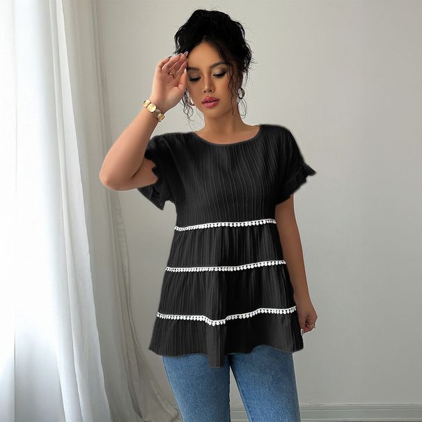 Women's Clothing Simple Fashion Ruffled Short Sleeved Women's T Shirt Women's Clothing Pring And Summer_ecoleips.com