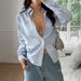 Women's Clothing Hot Girl Style Striped Button Small Shirt_ecoleips.com