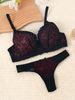 Aria Basics Hot-selling European American Lace Women's Bra Set, Sexy Color-blocked Lingerie And Panties_ecoleips.com