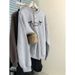 European American Style Thin Round-neck Pullover Sweatshirt Women, Loose Fit, Korean Version, With Bow Embroidery,_ecoleips.com