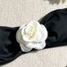 Elegant Solid Color Rose Wrap Bandeau Bikini Set - Adjustable Tied Side & Ribbed Texture - Women's Swimwear For Beach & Pool_ecoleips.com