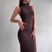 ng2510292 Cross-Border Knitted High-Neck Sleeveless Bodycon Spring Summer New Mid-Length Elegant French Style European And_ecoleips.com