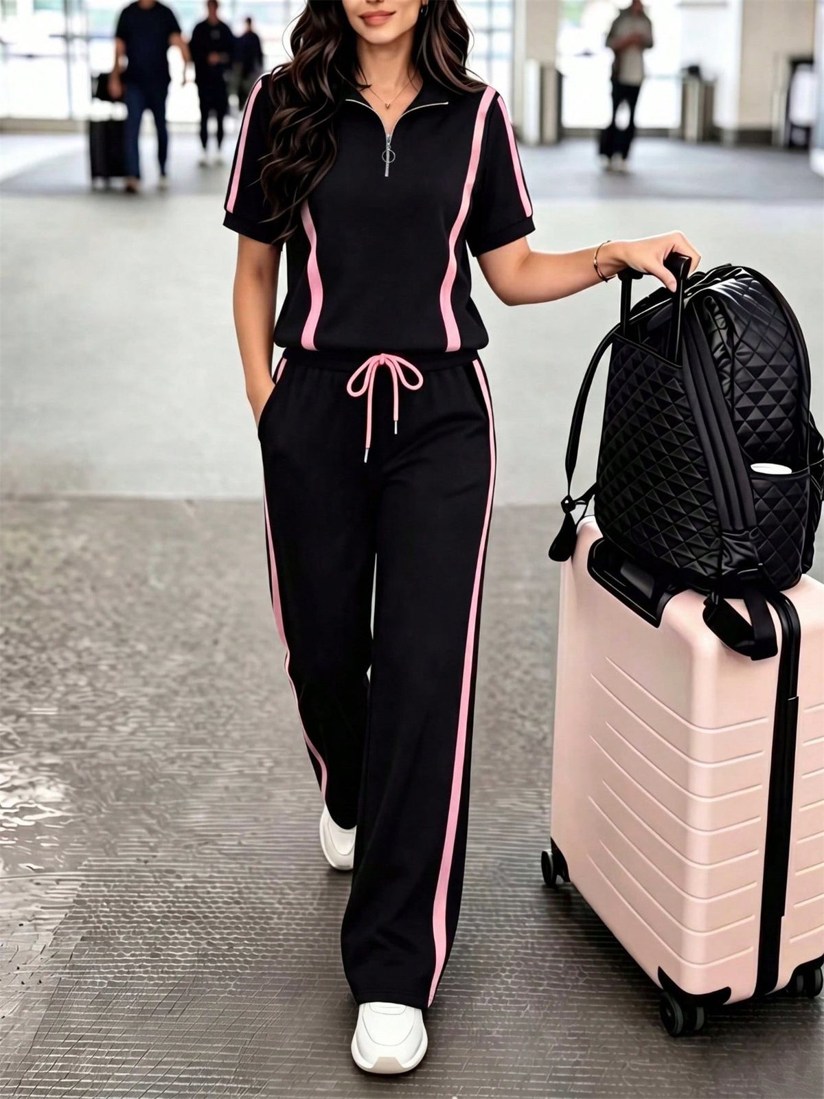 Women's Spring/Summer Short Sleeve Two Piece Set European American Fashion Trendy Casual Regular Thickness Spot Goods_ecoleips.com