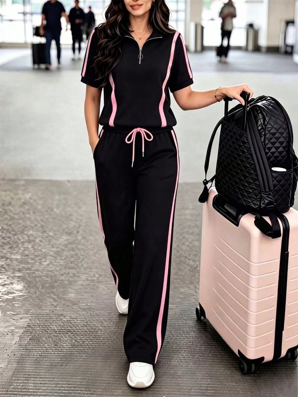 Women's Spring/Summer Short Sleeve Two Piece Set European American Fashion Trendy Casual Regular Thickness Spot Goods_ecoleips.com