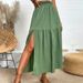 High Slit Ruffled Waist Midi Skirt For Women Long Skirt For Spring And Summer High End Fashion_ecoleips.com