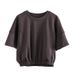 Breathable Copper Ammonia Raylon Layered Crop Top - Slim Fit Short Sleeve T-Shirt For Women, Streetwear & Gym Wear_ecoleips.com