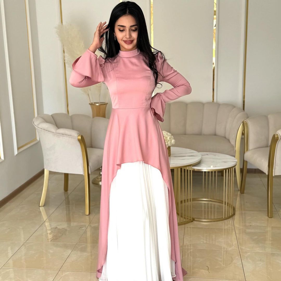 Women's Slim Waist Dress Autumn Fashion Temperament Evening Gown Muslim Style Clothing_ecoleips.com