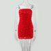 Women's Clothing Fashion Sexy Hot Girl Pure Desire Versatile Three Dimensional Flower Tube Top Hip Dress_ecoleips.com