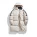 Unisex Long Padded Coat Winter Jacket With Polyester Fill, Loose Fit, Stand Collar, Zip Closure (Blue, Navy, Beige)_ecoleips.com