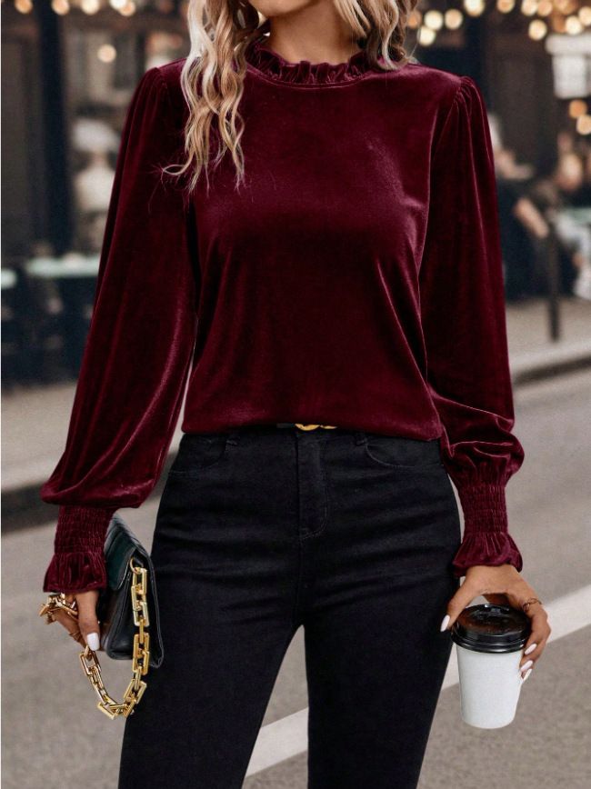 Women's Long Sleeve round Neck Top Casual Loose Fit Autumn Winter Fashion European American Style_ecoleips.com