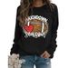 Women's Clothing Site Ready Stock Simple Pullover Crewneck Top T shirt TouchDown Print Loose Sweatshirt_ecoleips.com