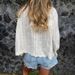 Women's Oversized Embroidered Cotton Blouse – Loose Fit Long Sleeve V-Neck Top For Casual & Office Wear (One Size, White & Beige)_ecoleips.com