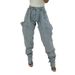 Women's High-Waisted Stretch Jeans With Asymmetrical Cutouts & Zip Details | Retro Distressed Denim Pants (Sky Blue, Navy, Charcoal)_ecoleips.com