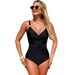 Women's Clothing American Style One Piece Swimsuit For Women Solid Color Slim Fit Sexy Sporty Bikini Swimwear_ecoleips.com