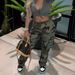 Women's Clothing High Waist Straight Multi Color Camouflage Overalls_ecoleips.com